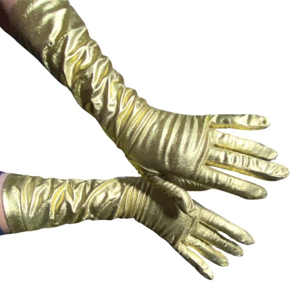 Vintage Metallic Gold Evening Gloves | Cosplay Costumes - Picture 1 of 7